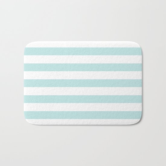 Simply Striped in Succulent Blue and White Bath Mat