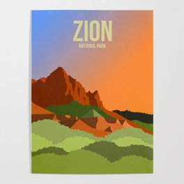 Zion National Park - Travel Poster -  Minimalist Art Print Poster