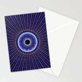 Cobalt Blue Evil Eye Mandala  with Moon Phases Stationery Card