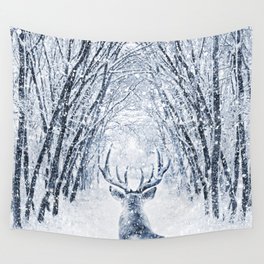 Winter deer Wall Tapestry