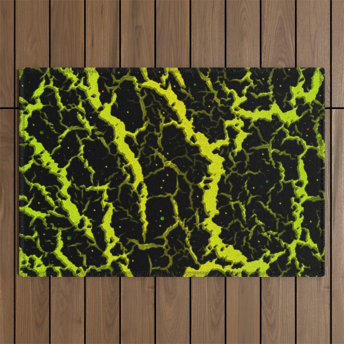 Cracked Space Lava - Lime/Yellow Outdoor Rug