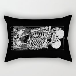 The Lovers Rechteckiges Kissen | Black, Death, Skeleton, Ink Pen, Flower, Couple, Occult, Kiss, Blackandwhite, Curated 