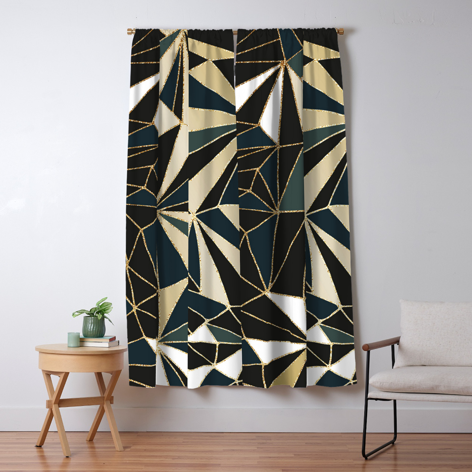 New Art Deco Geometric Pattern Emerald Green And Gold Blackout