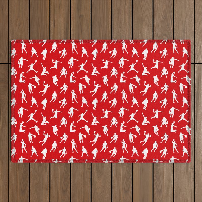 Basketball Players // Red Outdoor Rug