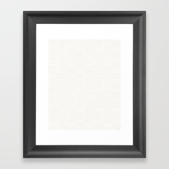 Hexagon Beige Framed Art Print