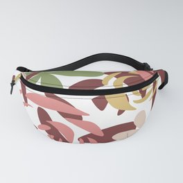 Entangled brown rose pattern on white background Fanny Pack