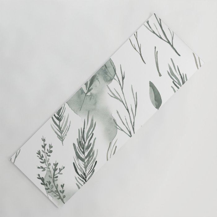 Watercolor Leaf Botanical Yoga Mat