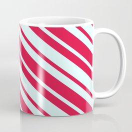 [ Thumbnail: Light Cyan and Crimson Colored Lines Pattern Coffee Mug ]