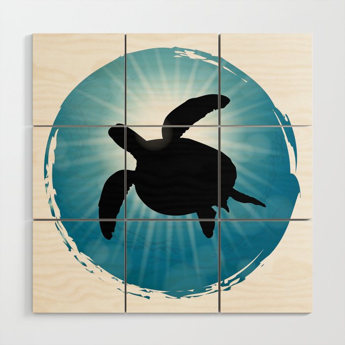 Sea Turtle Underwater Aquatic Animals Wood Wall Art