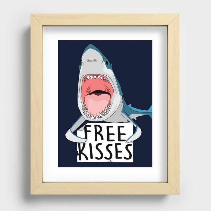 Free kisses (shark version) Recessed Framed Print