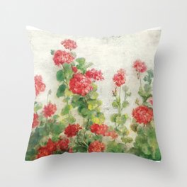 Red Geraniums Office Home Decor print Throw Pillow