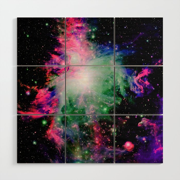 Orion Nebula Black Psychedelic Wood Wall Art