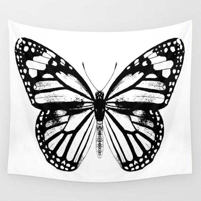 Monarch Butterfly | Vintage Butterfly | Black and White | Wall Tapestry