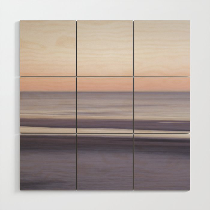 Soft dreamy portugese sunset art print- pastel long exposure- ocean nature and travel photography Wood Wall Art