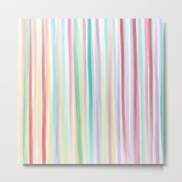 Soft Watercolour Rainbow - yellow green red blue pink Metal Print