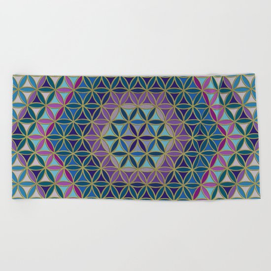 Flower of Life variation #3 Beach Towel