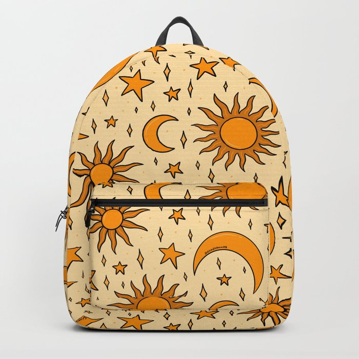 Vintage Sun and Star Print Backpack