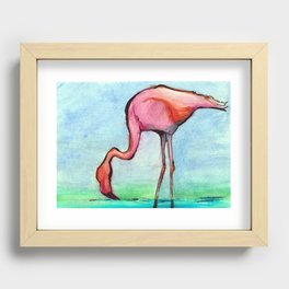 Watercolor flamingo Recessed Framed Print