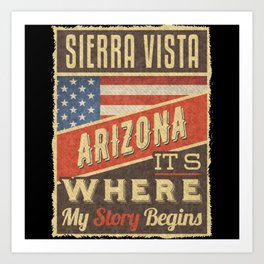 Sierra Vista Arizona Art Print | Usa Flag, Usa Flag Vintage, Sierra Vista City, American Flag, America, Arizona Ctiy, Sierra Vista, Graphicdesign, Arizona State, Arizona 