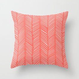 Coral Herringbone Throw Pillow
