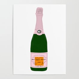 champagne rose bottle Poster