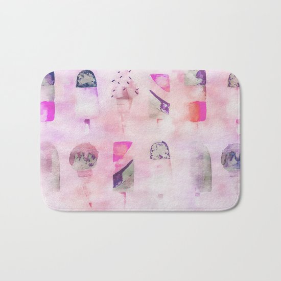 Ice Cream popsicles pastel tone watercolor art Bath Mat
