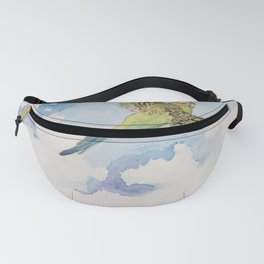 A Parakeet Soars Through The Clouds Fanny Pack
