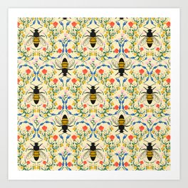 Bee Garden - Cream Art Print