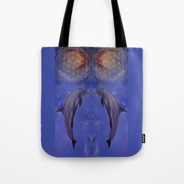 dolphin with flower of life Tote Bag