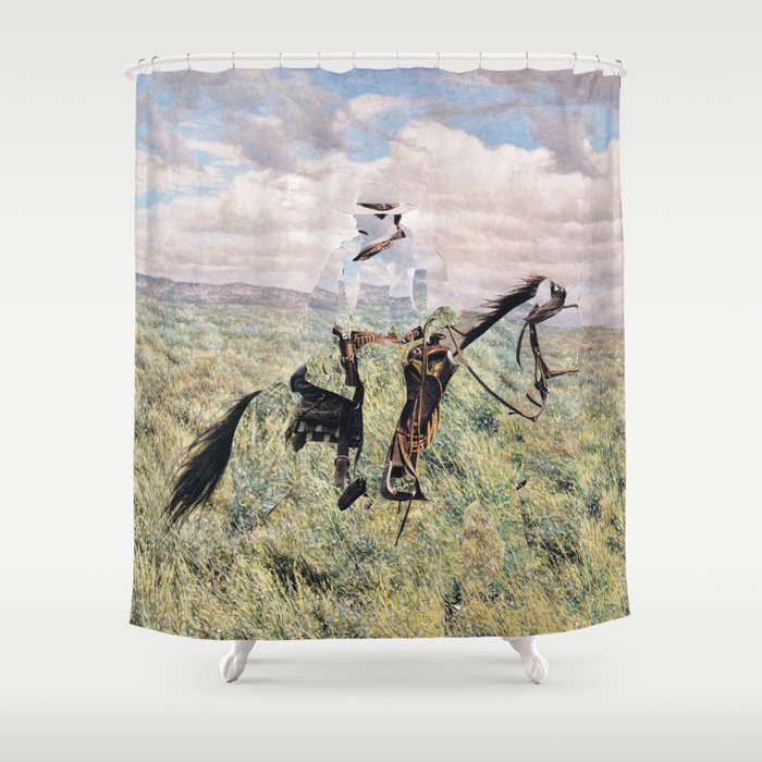 The Unknown Rider in Death Rides The Pecos Shower Curtain