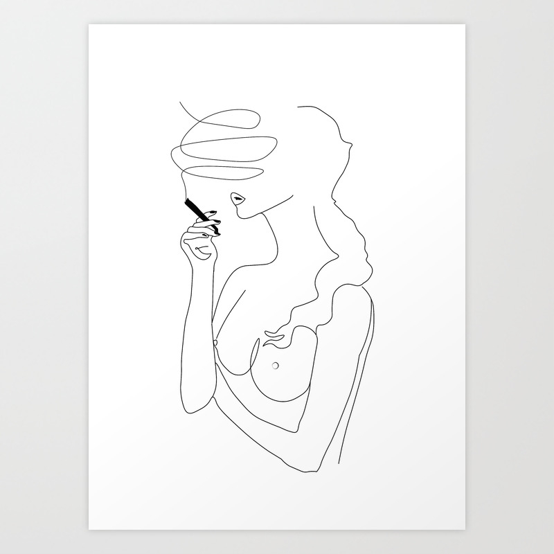 Woman Smoking Art Print By Draw4you Society6,Otp Drawing Prompts Generator
