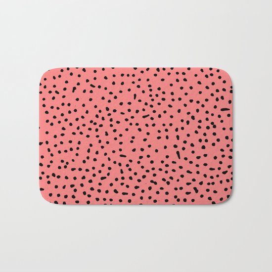 Black Dots on Coral Bath Mat