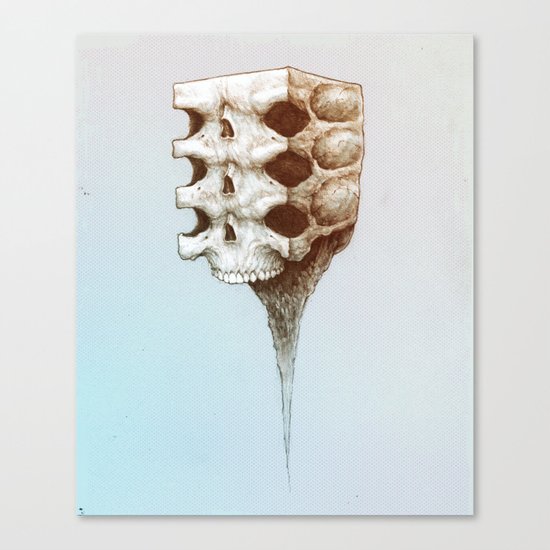 Skull Block Melt Canvas Print