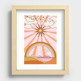 Hippie landscape. Sun and Rainbow  Recessed Framed Print