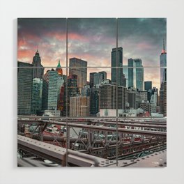 Sunset From the Brooklyn Bridge | New York City Skyline Wood Wall Art