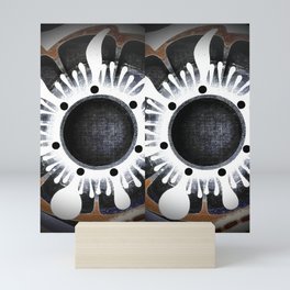 Abstract Art . Digital . White Flowers . Black . White Mini Art Print