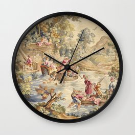 Antique Aubusson Louis XV French Tapestry Wall Clock