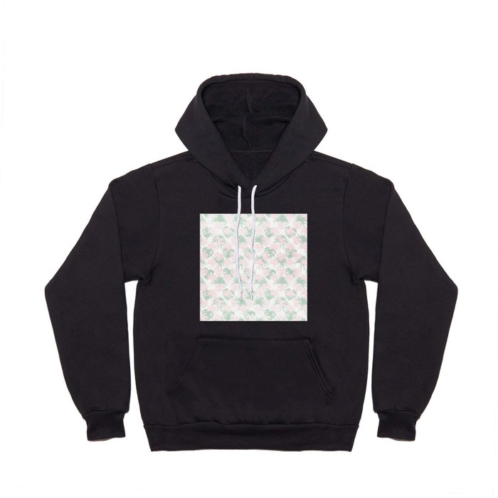 Abstract mint green pink tropical foliage Hoody