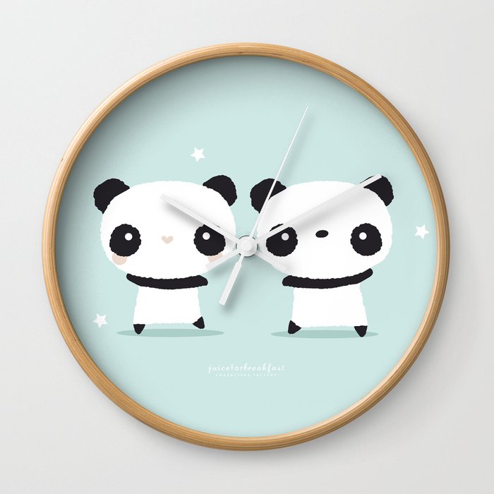 Panda in love Wall Clock