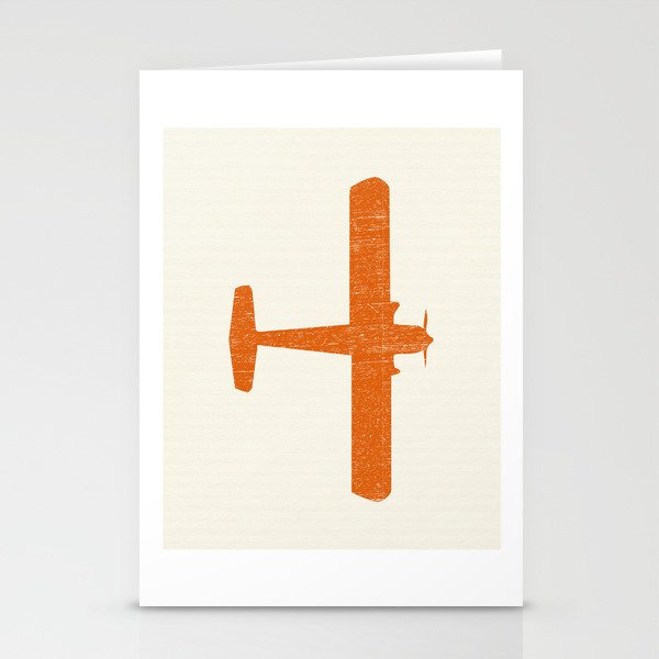 Vintage Orange Airplane Art Print Stationery Cards