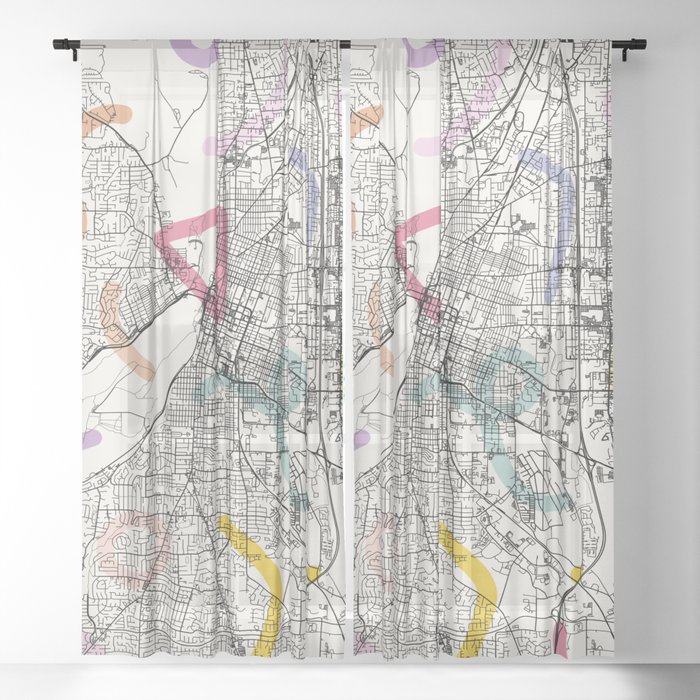 USA Salem City Map Collage - Minimal Sheer Curtain