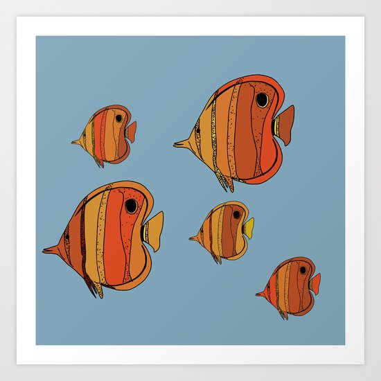 Orange Butterfly Fish Art Print