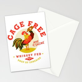 Cage Free, Whiskey Fed Rye & Shine Rooster Stationery Card
