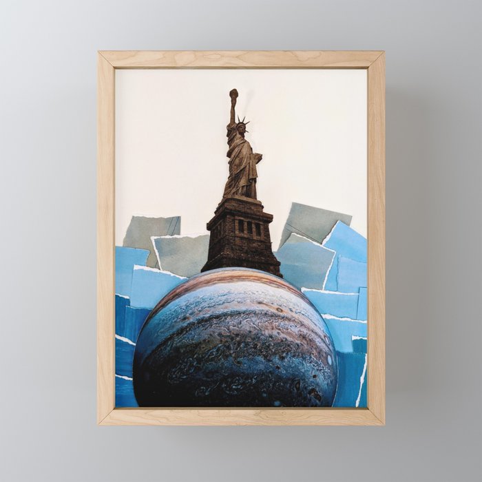 Blue Liberty Collage Framed Mini Art Print