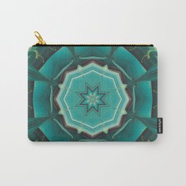 Ural fairy tale stone flower on a turquoise dark turquoise color with large volumetric patterns and  Carry-All Pouch