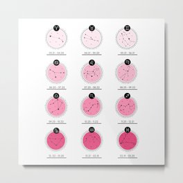 Zodiac Chart | Pink Ombre Metal Print