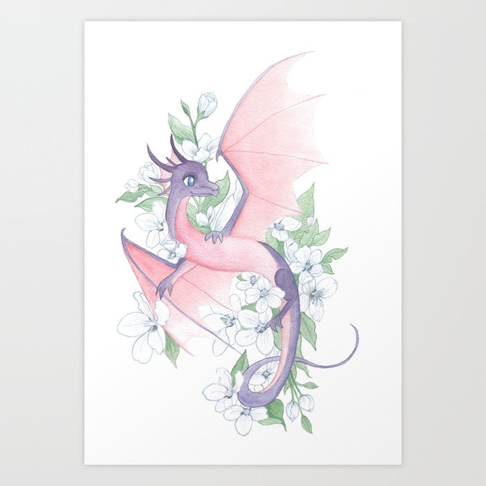 Flower Dragon Art Print