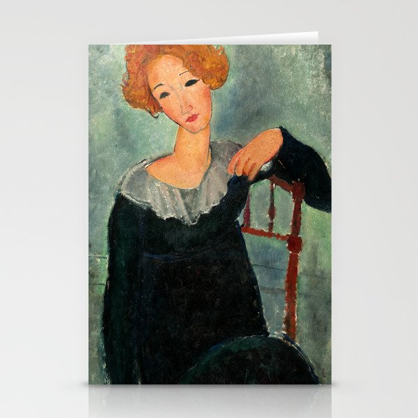 Woman with Red Hair, 1917 by Amedeo Modigliani Stationery Cards