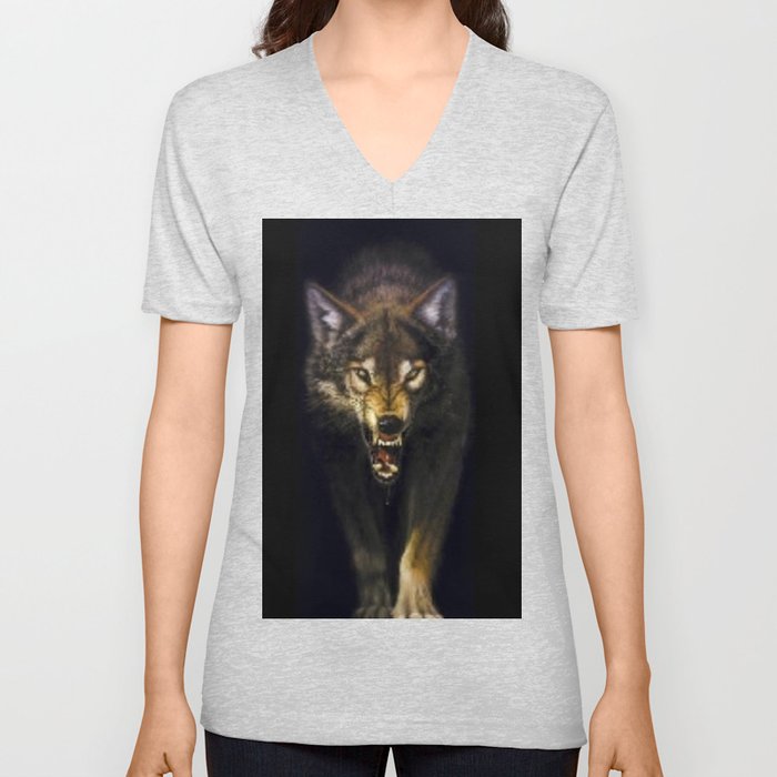 dark wolf V Neck T Shirt