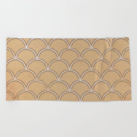 Abstract large scallops in iced coffee with texture Beach Towel